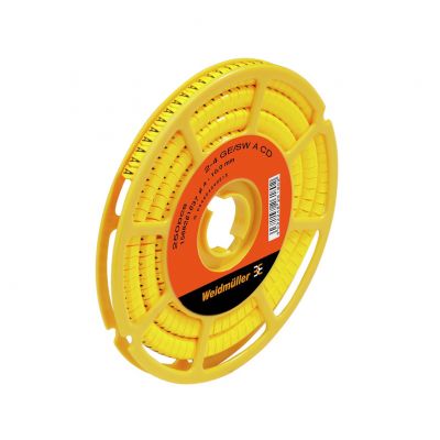 WEIDMULLER CLI C 2-4 GE/SW L CD System kodowania kabli, 4 - 10 mm, 7 mm, Nadrukowane znaki: litery, duże, L, PVC, miękkie, bez kadmu, żółty 1568261659 /250szt./ (1568261659)